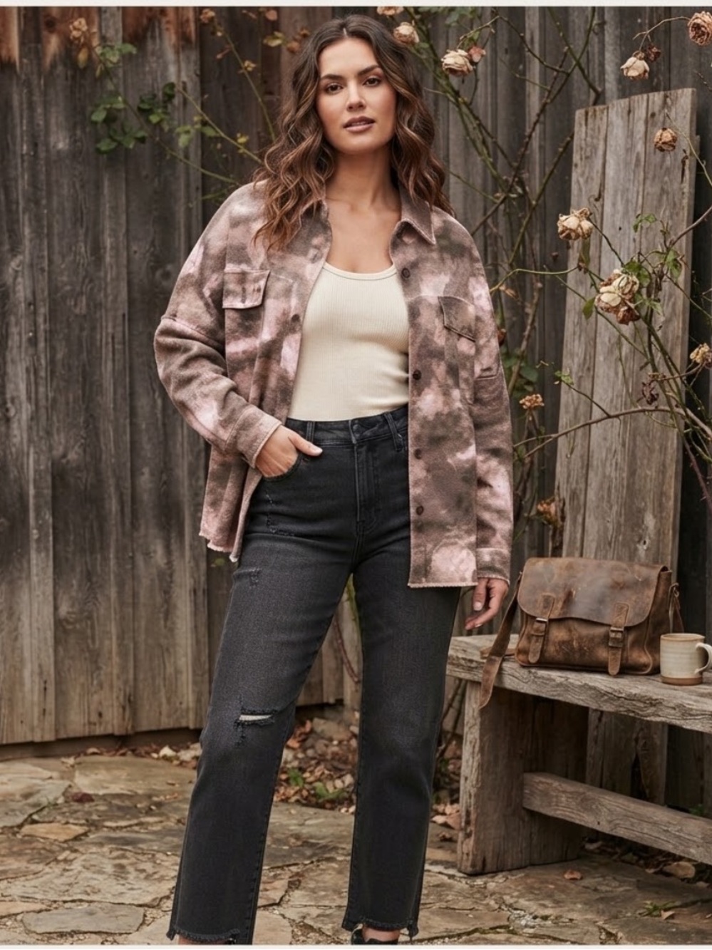 💕Coming Soon! Plus Pink Camo Overshirt Jacket